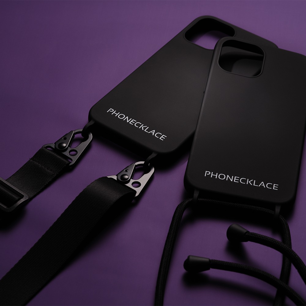Black Silicon Case + Strap(Band/Rope) Set
